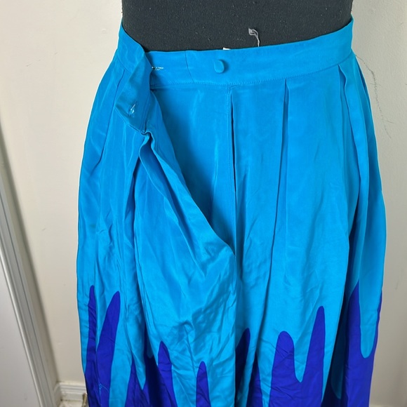 Vintage 100% Silk Skater Inverted Pleat Skirt Size Medium - Picture 10 of 13
